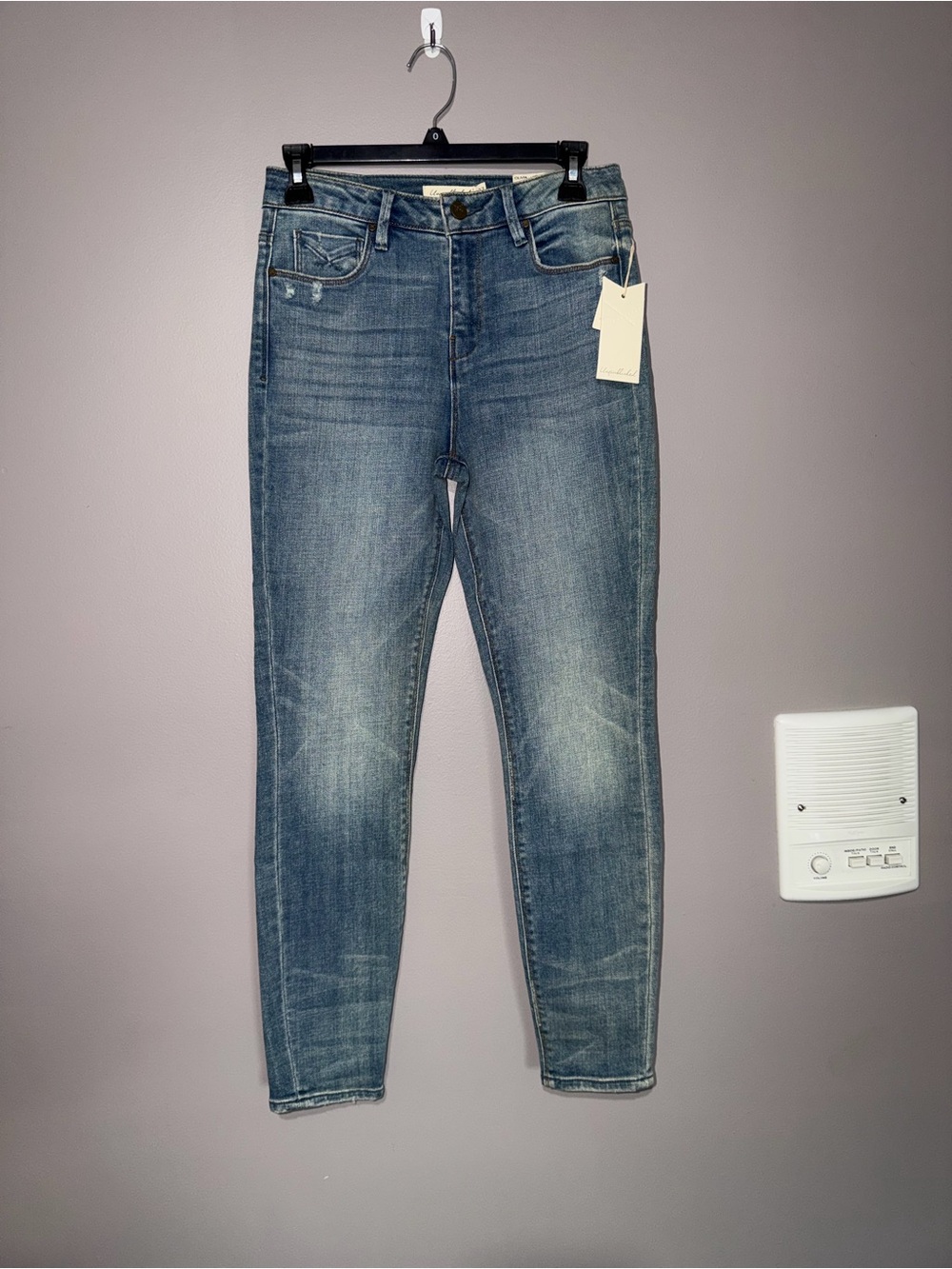 Women's High Waisted Blue Skinny Jeans - Stretch Denim